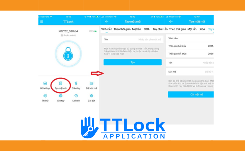 Hướng dẫn sử dụng App TTLock: Tạo mật mã