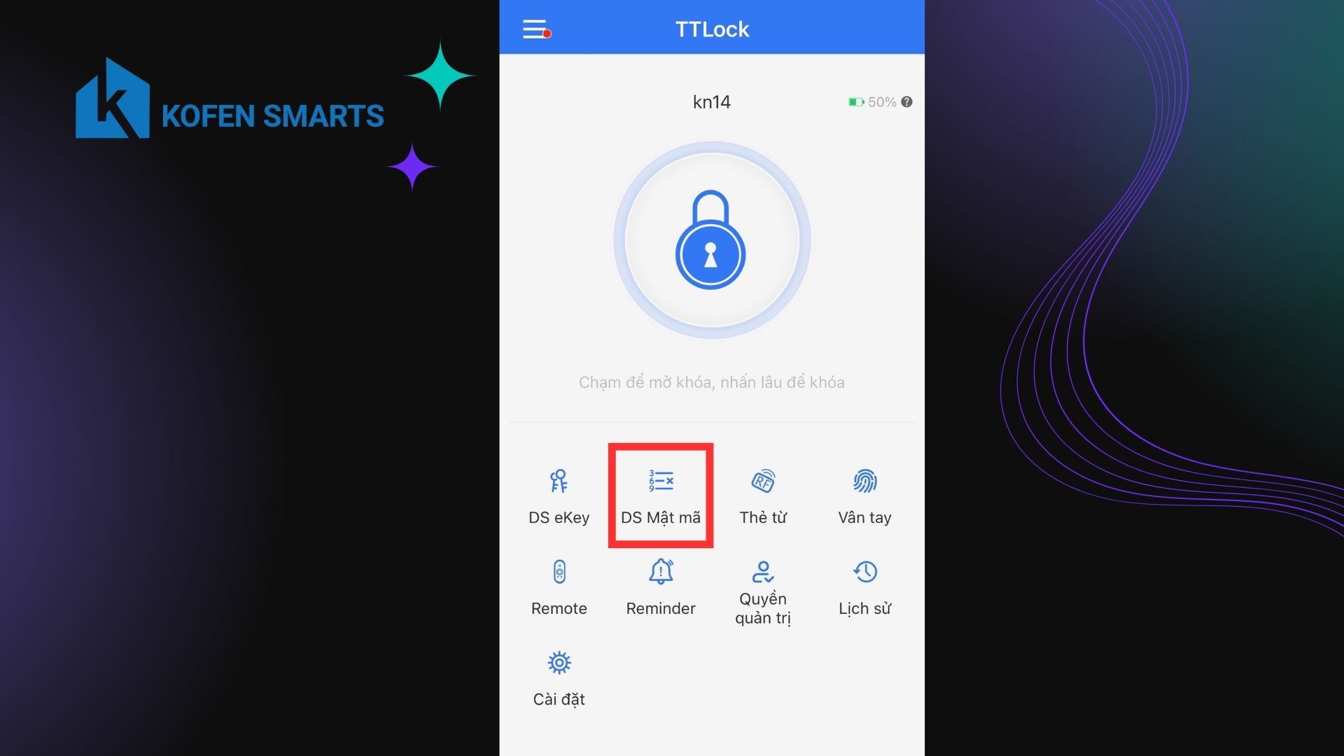 Hướng dẫn tạo mật khẩu một lần cho khóa vân tay trên app TTlock