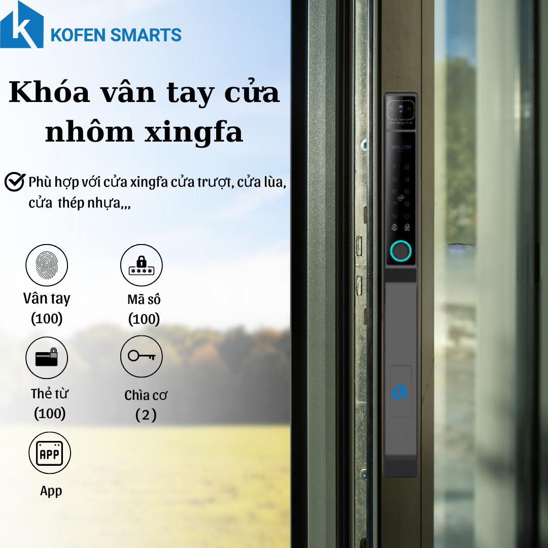 Khóa vân tay cửa nhôm xingfa | Kofen Smart